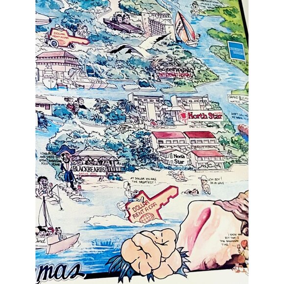 Vintage Freeport Lucaya Grand Bahama Poster Map Print - Picture 6 of 7